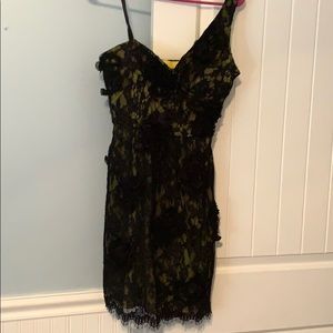 BCBG Black and yellow lace dress